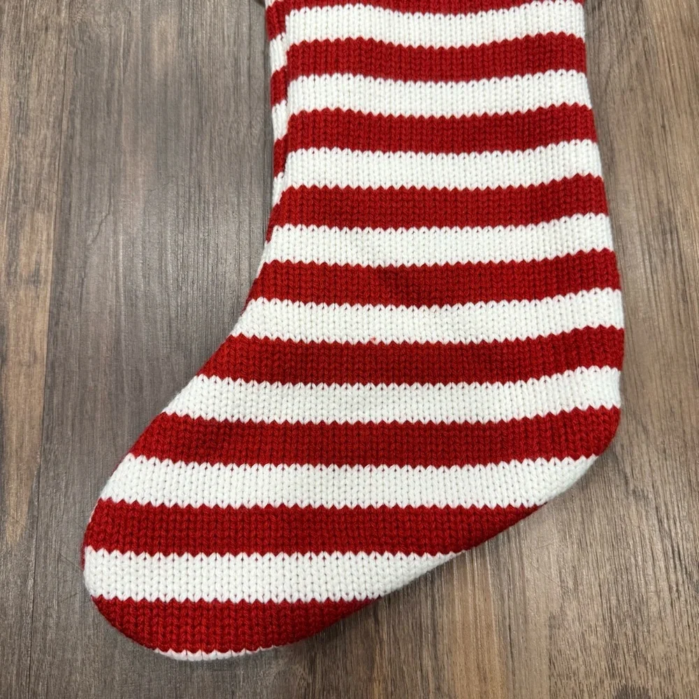 Wondershop Target Knit Striped Monogram Christmas Stocking Red‎ White Letter T